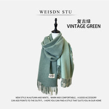Load image into Gallery viewer, Reversible Double-faced Big Poncho Australian Wool Feel Scarf