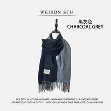 Load image into Gallery viewer, Reversible Double-faced Big Poncho Australian Wool Feel Scarf