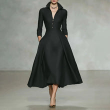 画像をギャラリービューアに読み込む, 2026 Fall Winter Elegant V-Neck Waist Slim Long Sleeve Dress for Women, European & American Style