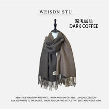 Load image into Gallery viewer, Reversible Double-faced Big Poncho Australian Wool Feel Scarf