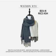 Load image into Gallery viewer, Reversible Double-faced Big Poncho Australian Wool Feel Scarf
