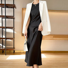 Load image into Gallery viewer, Acetate Satin Silky Dress Summer Elegant Slim Solid Midi Dress
