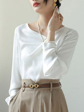 Load image into Gallery viewer, French Style White Satin Irregular Blouse
