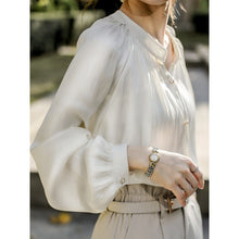 Load image into Gallery viewer, Woman French Style White Silky Satin Vintage Palace Style Shirt
