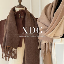 Load image into Gallery viewer, Reversible Double-faced Big Poncho Australian Wool Feel Scarf