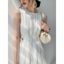 Load image into Gallery viewer, High Waist French Style Chic Shiny Satin Short Sleeve Dress
