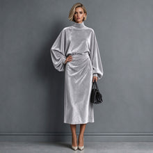 Load image into Gallery viewer, 2026 Elegant Velvet Turtleneck Midi Dress | Women Long Sleeve Fall Winter Dress