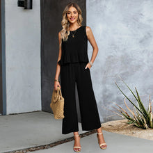 Load image into Gallery viewer, Sleeveless Ruffle Hem Top Wide Leg Ankle Length Pants Two Piece Set
