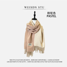 Load image into Gallery viewer, Reversible Double-faced Big Poncho Australian Wool Feel Scarf