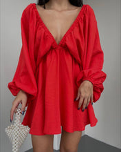 Cargar imagen en el visor de la galería, Deep V Neck Long Sleeve Mini Dress