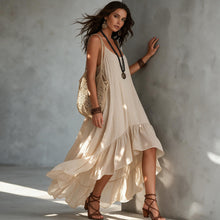 Load image into Gallery viewer, 2026 New Boho Slip Dress for Women U Neck Solid Color Flowy Casual Vacation Dress Lazy Relaxed Beach Dress