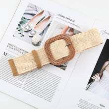 Load image into Gallery viewer, New Design Cotton Linen Style PP Woven Round Square Buckle Embellishment Belts