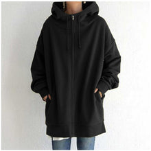 Cargar imagen en el visor de la galería, 2022 Women's Autumn Winter Streetwear Zip Up Long Oversized Fleece Hoodie