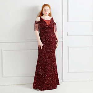 3XL/4XL Long Sequin Plus Size Performance Banquet Evening Dress