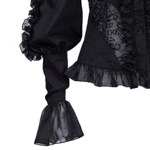 Загрузить изображение в средство просмотра галереи, lantern long sleeve embroidered frilled stand collar lace ruffle blouse