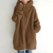 Cargar imagen en el visor de la galería, 2022 Women's Autumn Winter Streetwear Zip Up Long Oversized Fleece Hoodie