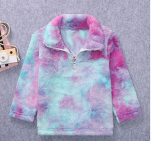 Загрузить изображение в средство просмотра галереи, mom and daughter rainbow fuzzy sweatshirt shaded color outwear