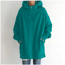 Cargar imagen en el visor de la galería, 2022 Women's Autumn Winter Streetwear Zip Up Long Oversized Fleece Hoodie