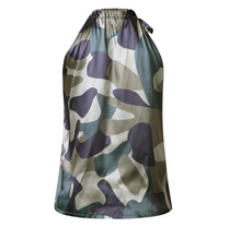 画像をギャラリービューアに読み込む, 夏の新作ファッションサテンプリントホルターネックトップ