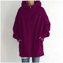 Cargar imagen en el visor de la galería, 2022 Women's Autumn Winter Streetwear Zip Up Long Oversized Fleece Hoodie