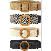 Load image into Gallery viewer, New Design Cotton Linen Style PP Woven Round Square Buckle Embellishment Belts