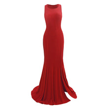 Carica l'immagine nel visualizzatore di Gallery, Vestiti da donna sexy senza maniche con scollo all'americana, attillato, traforato, strascico, abito da sera solido