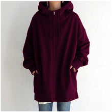 Cargar imagen en el visor de la galería, 2022 Women's Autumn Winter Streetwear Zip Up Long Oversized Fleece Hoodie