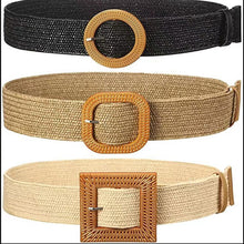 Load image into Gallery viewer, New Design Cotton Linen Style PP Woven Round Square Buckle Embellishment Belts