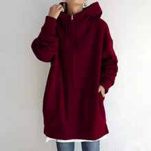 Cargar imagen en el visor de la galería, 2022 Women's Autumn Winter Streetwear Zip Up Long Oversized Fleece Hoodie