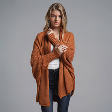 Charger l'image dans la galerie, Stylish Autumn Sweater Cardigan Amazon New Style Round Neck Oversized Asymmetrical Poncho Cape Medium Long Cardigan