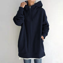 Cargar imagen en el visor de la galería, 2022 Women's Autumn Winter Streetwear Zip Up Long Oversized Fleece Hoodie