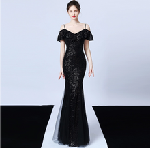 Load image into Gallery viewer, 2020 new arrival 6 colors formal banquet womens wear sleeveless sequin long sexy patchwork gown evening dress elegant - Jasmine Wei Factory Shop