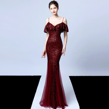 Load image into Gallery viewer, 2020 new arrival 6 colors formal banquet womens wear sleeveless sequin long sexy patchwork gown evening dress elegant - Jasmine Wei Factory Shop