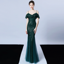 Load image into Gallery viewer, 2020 new arrival 6 colors formal banquet womens wear sleeveless sequin long sexy patchwork gown evening dress elegant - Jasmine Wei Factory Shop