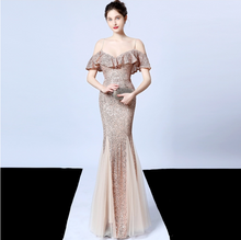 Load image into Gallery viewer, 2020 new arrival 6 colors formal banquet womens wear sleeveless sequin long sexy patchwork gown evening dress elegant - Jasmine Wei Factory Shop