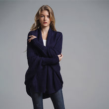 Charger l'image dans la galerie, Stylish Autumn Sweater Cardigan Amazon New Style Round Neck Oversized Asymmetrical Poncho Cape Medium Long Cardigan