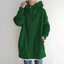 Cargar imagen en el visor de la galería, 2022 Women's Autumn Winter Streetwear Zip Up Long Oversized Fleece Hoodie