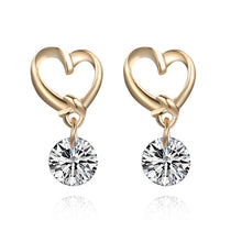 Загрузить изображение в средство просмотра галереи, Crystal Sweetheart Pendant Asymmetrical Leaves Ear-hook Stud Earrings