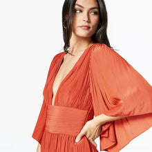 Charger l'image dans la galerie, solid color deep v neck boho high split lantern sleeve dress