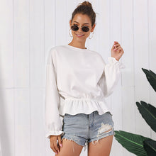 Load image into Gallery viewer, 3 colors long sleeve ruffled hem blouse
