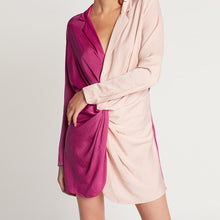 Load image into Gallery viewer, long sleeve short contrast color satin blazer dress