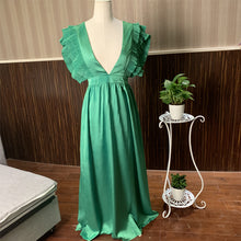Load image into Gallery viewer, Trendy formal deep V neck gowns for women ruffled sleeveless pretty generous lady clothing long dress maxi