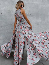Carica l'immagine nel visualizzatore di Gallery, abito lungo senza maniche floreale con spacco boho fluido