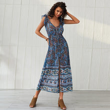 Carica l'immagine nel visualizzatore di Gallery, Abito lungo boho stampato senza schienale