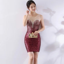 Загрузить изображение в средство просмотра галереи, Sexy hot stylish transparent rhinestone gradient lady mini evening banquet sequin bodycon party dress