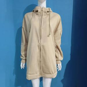 2022 Women's Autumn Winter Streetwear Zip Up Long Oversized Fleece Hoodie