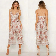 Laden Sie das Bild in den Galerie-Viewer, Trendy women clothing floral print sleeveless sling V neck summer sexy women jumpsuits
