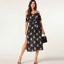 Charger l'image dans la galerie, New arrival floral printing spaghetti strap split sexy boho beach holiday casual lady wear summer women long dress with belt