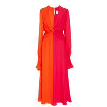 Carica l'immagine nel visualizzatore di Gallery, abito lungo sexy con scollo a V profondo e maniche a palloncino con design a nodo da donna