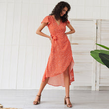 Charger l'image dans la galerie, Bohemian Dresses Front Short Back Long Ruffle Irregular Hem Ladies Polka Dot Dress Women